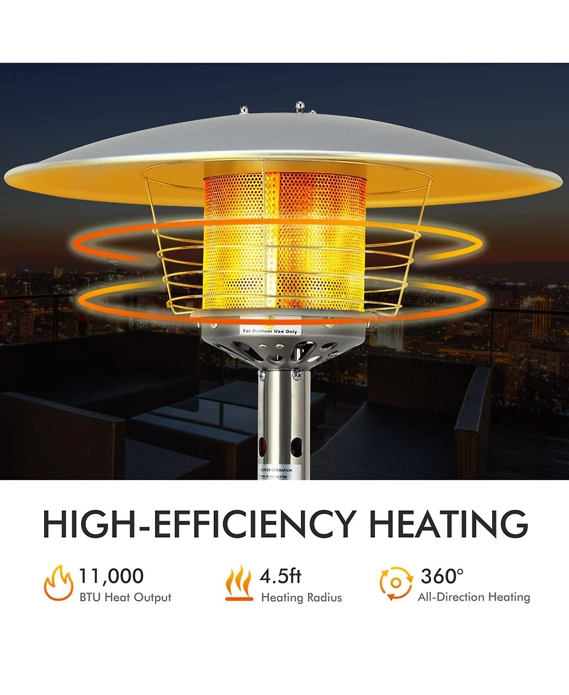 Sugift 11 000 Btu Portable Tabletop Propane Patio Standing Heater-Black