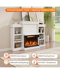 23 Inch 3-Sided Electric Fireplace 1500W Recessed Fireplace Insert