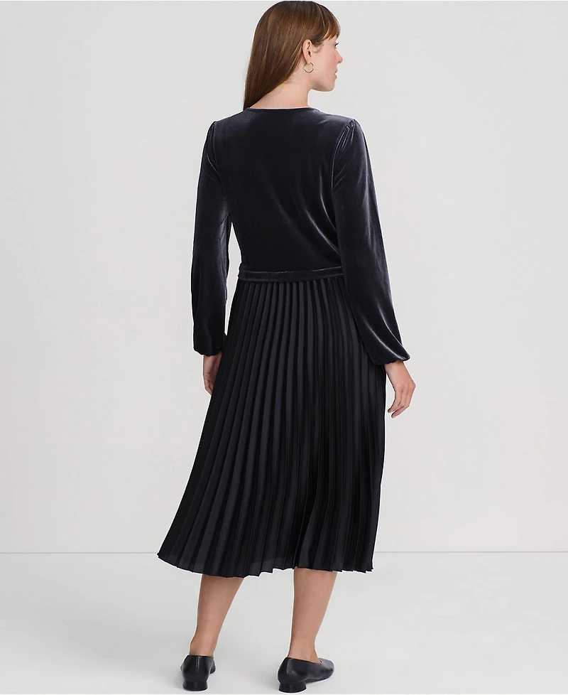 Lands' End Women's Velvet and Satin Duet Midi Dress