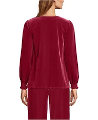 Lands' End Women's Long Sleeve Velvet Blouse