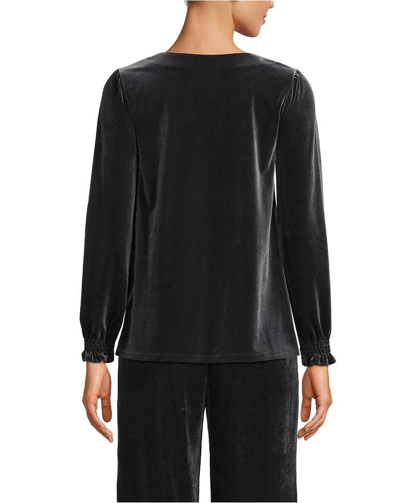 Lands' End Women's Long Sleeve Velvet Blouse