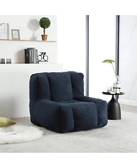 The Pop Home Fluffy Bean Bag Chair with Ottoman, Super Soft Lazy Sofa for Living Room-The