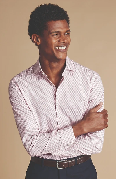 Charles Tyrwhitt Men's Slim Fit Medallion Non-Iron Stretch Print Shirt
