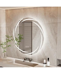 Wisfor Round Circle Lighted Bathroom Mirror Anti Fog Vanity Mirror Stepless Dimming