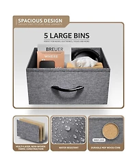 Sorbus Narrow 5 Drawers Nightstand with Steel Frame, Wood Top, Easy Pull Fabric Bins for Home, Bedroom