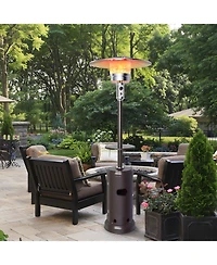 Sugift Outdoor Heater Propane Standing Lp Gas Steel with Table and Wheels
