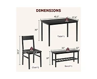 gaomon Dining Table Set for 4, Modern Kitchen Table with Bench and Chairs