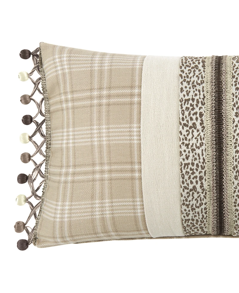 Rose Tree Bird Paradise Woven Checks Boudoir Dec Pillow, 20"x12"