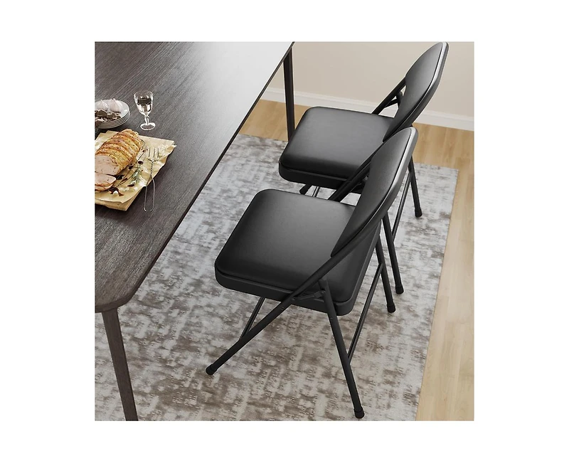 Pack Folding Chairs with Padded Cushion and Back, Folding Chairs for Outside, Foldable Chairs with Metal Frame Hold Up to 350 Lbs