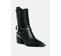 Woodstock Diamante Embellished Pin Buckle Boots