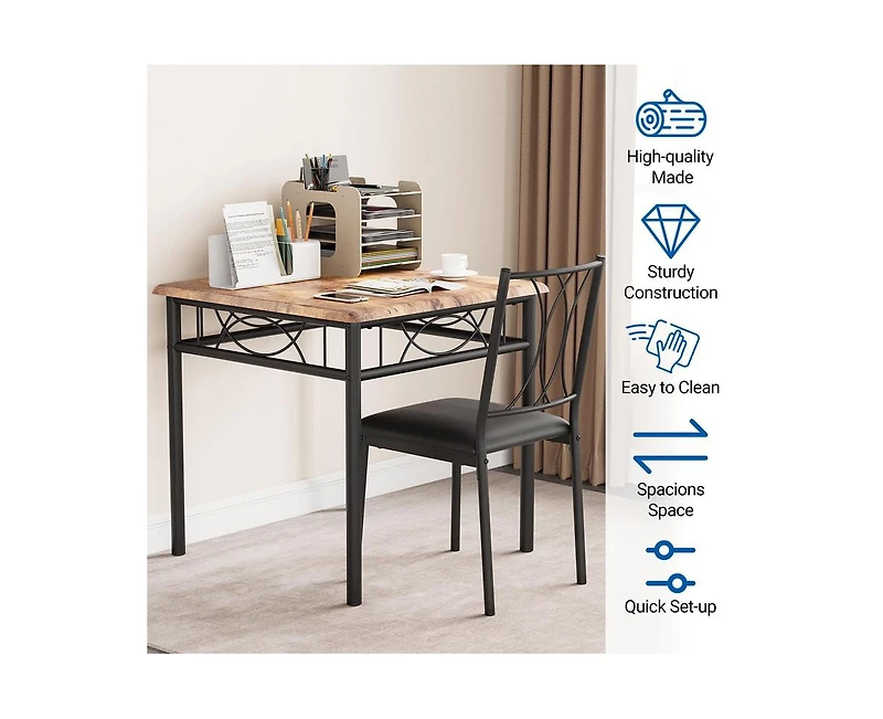 Dining Table Set for 2, Kitchen Table and Chairs for 2, Small Kitchen Table Set for 2, Square Kitchen Table Set with 2 Upholstered Chairs for Small Sp