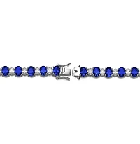 Sterling Silver White Gold Plated with Oval Cubic Zirconia Tennis Bracelet