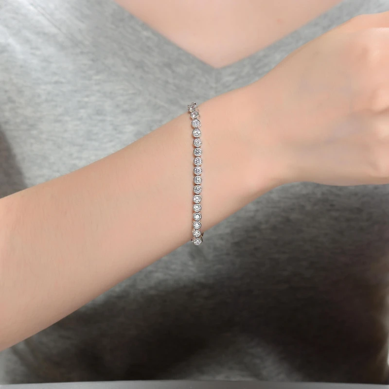 White Gold Plated Cubic Zirconia Tennis Bracelet
