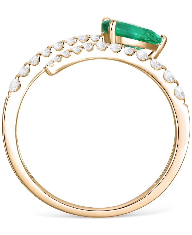 Emerald (5/8 ct. t.w.) & Diamond Bypass Ring (1/3 14k Yellow Gold (Also Available Ruby Sapphire)