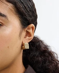 Coach Signature Quilted Cube Huggie Earrings