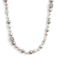 Coach Faux Stone Signature Mixed Cultivated Pearl Collar Necklace