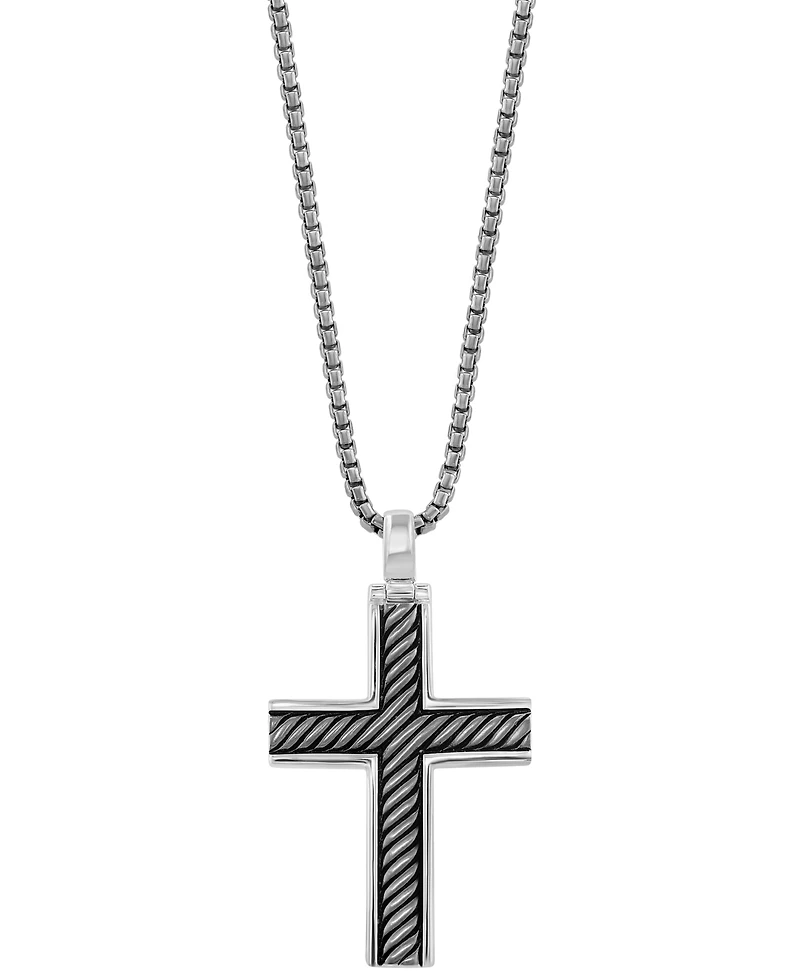 Effy Men's Black Rhodium Cross 22" Pendant Necklace in Sterling Silver