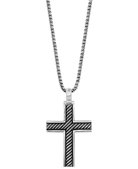 Effy Men's Black Rhodium Cross 22" Pendant Necklace in Sterling Silver