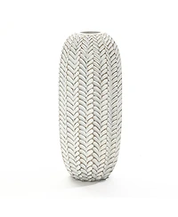 LuxenHome Modern Geometric Pattern Polyresin -Inch Tall Cylinder Vase