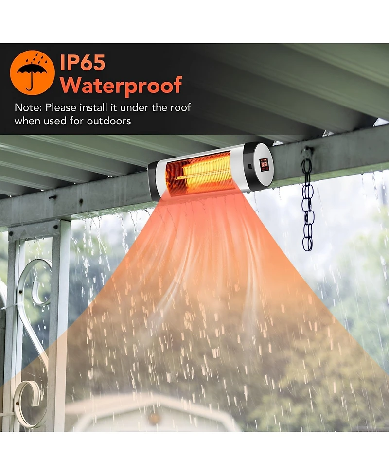 Sugift 1500W Wall-Mounted Electric Heater Patio Infrared Heater with Remote Control