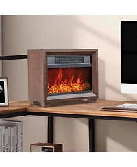 Sugift Mini Wooden Space Tabletop Fireplace with Realistic Flame Effect