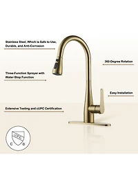 Casainc 1.8 Gpm Pull Down Kitchen Faucet with Deck Plate