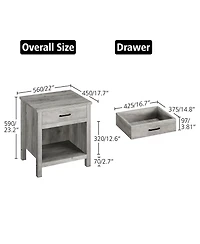 gaomon Nightstand Set of 2, Night Stand Bedside Table with Drawer and Storage Shelf