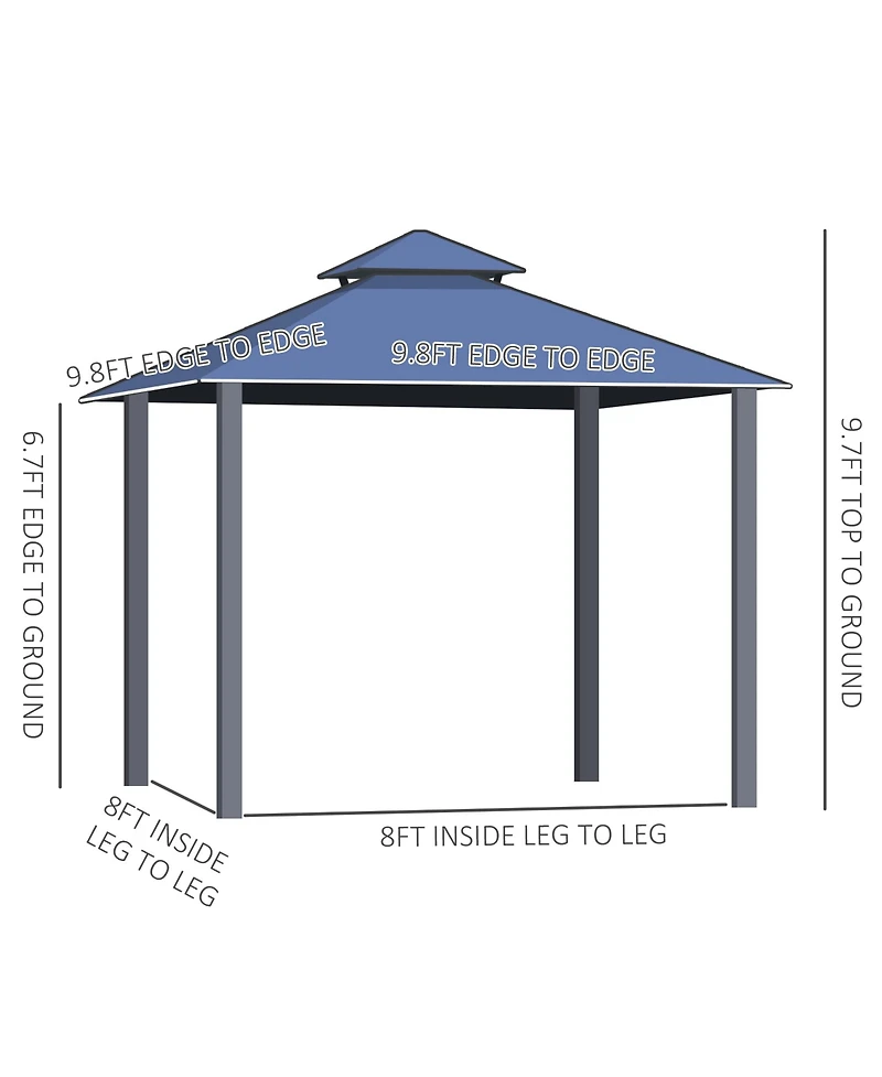 Outsunny 10x12 Hardtop Gazebo Permanent Pavilion, Light