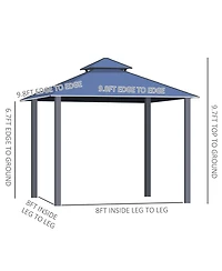 Outsunny 10x12 Hardtop Gazebo Permanent Pavilion, Light
