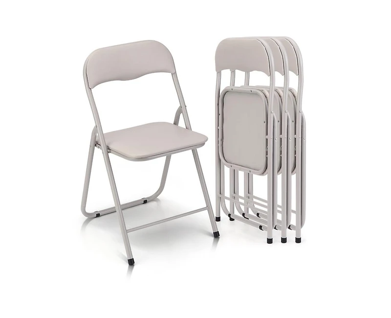 gaomon Folding Chairs 4 Pack, Outdoor & Indoor Event Portable Metal Folding Chairs with Cushion, Non-Slip Feet Pads Stackable Chairs