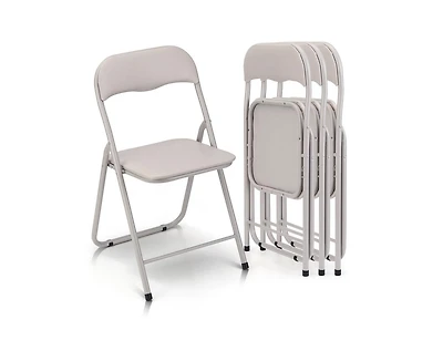gaomon Folding Chairs 4 Pack, Outdoor & Indoor Event Portable Metal Folding Chairs with Cushion, Non-Slip Feet Pads Stackable Chairs