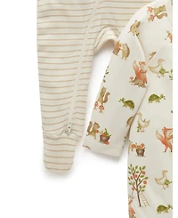 Purebaby Baby Boy and Baby Girl 2 Pack Zip Coverall