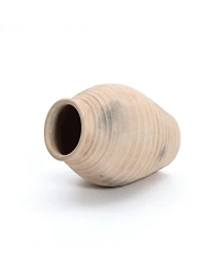 LuxenHome Rustic Brown Ribbed Terracotta 13.2-Inch Tall Urn Vase