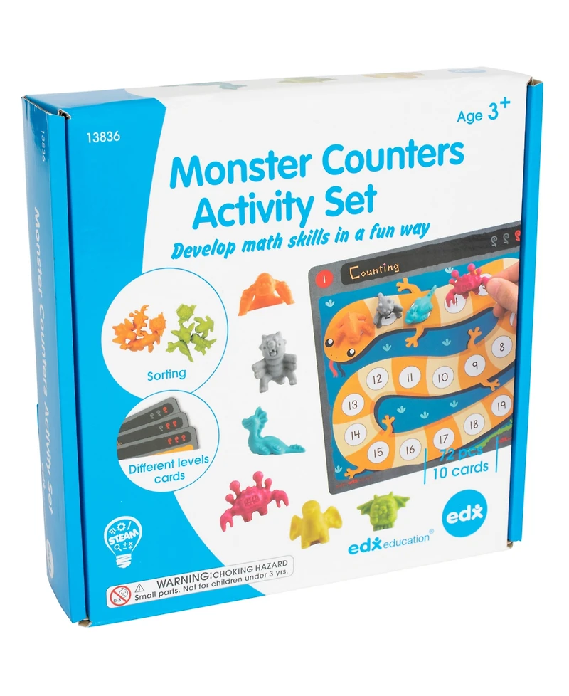 edxeducation Monster Counters Activity Set, Set of 36, 10 Double-Sided Activity Boards