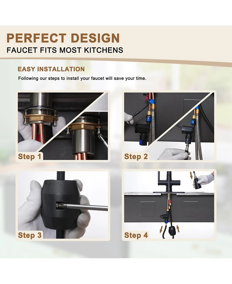 Casainc 1.8 Gpm Pull Down Kitchen Faucet with Deck Plate and Digital Display