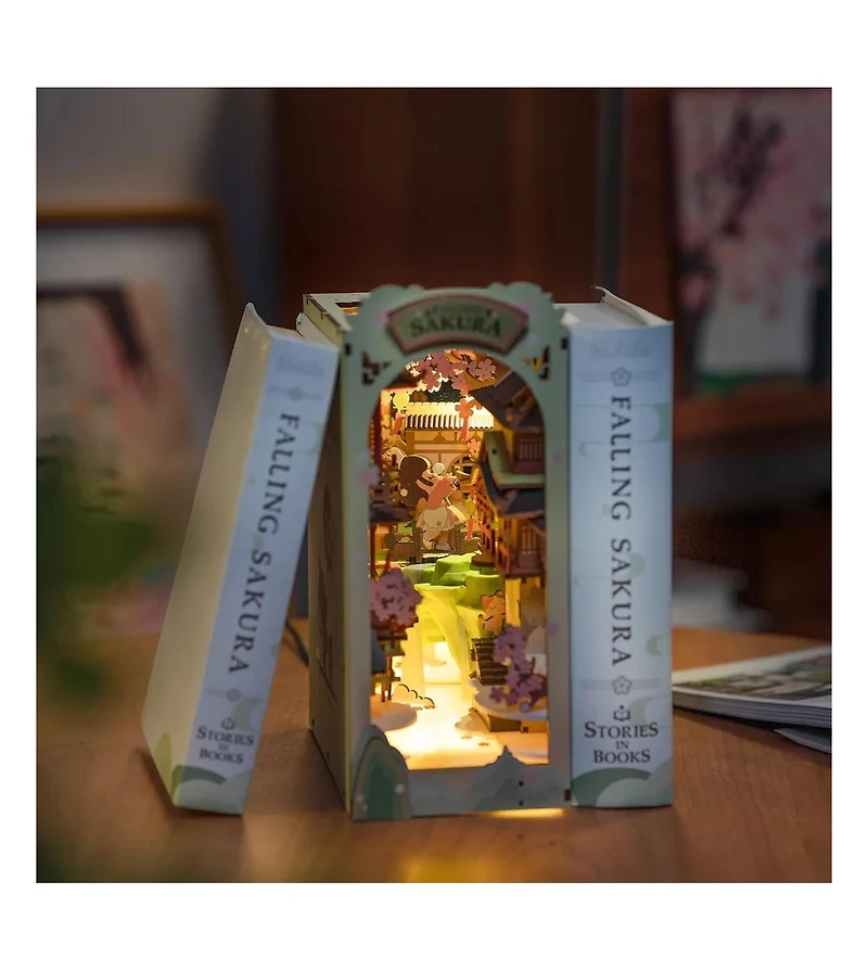 Flash Popup Diy 3D Book Nook Kit Falling Sakura 340pcs