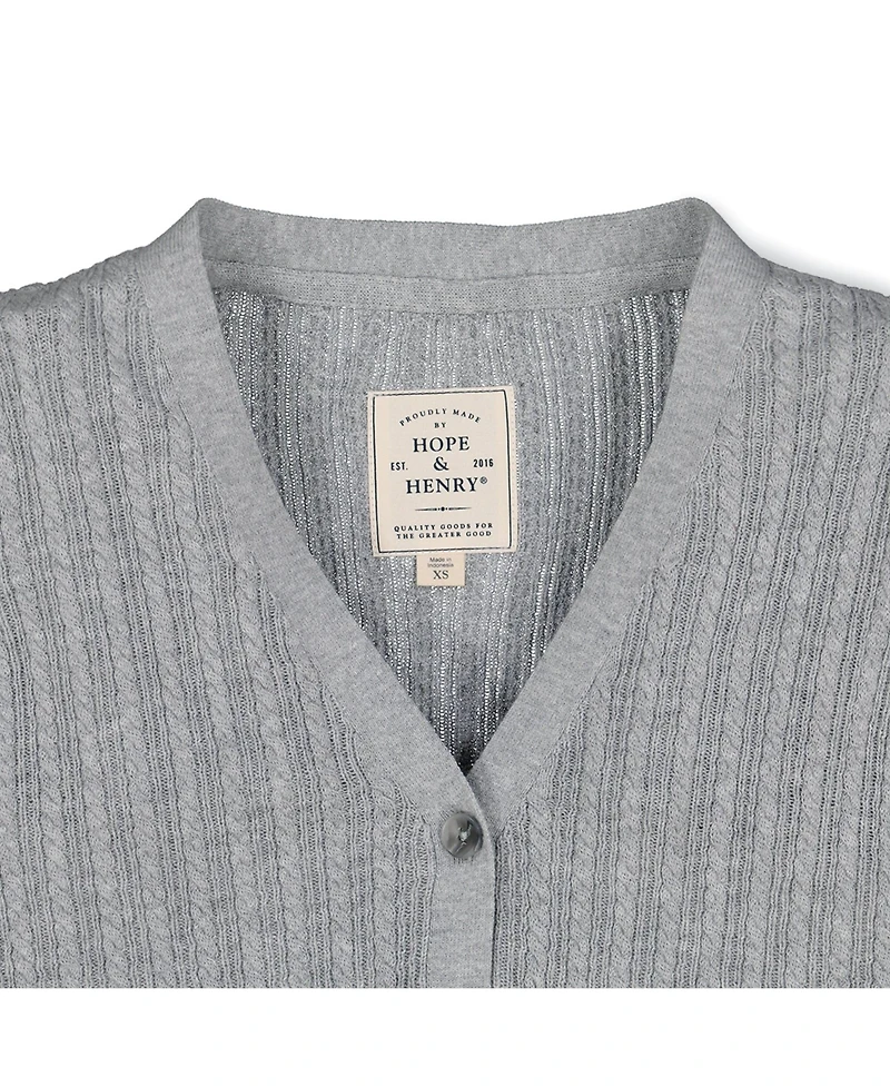 Hope & Henry Women's Puff Sleeve Button Front Sweater