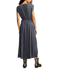 Lucky Brand Women's Sandwash Ruched Sleeveless Midi Dress
