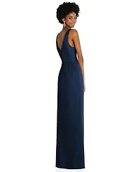 After Six Women's Faux Wrap Whisper Satin Maxi Dress with Draped Tulip Skirt