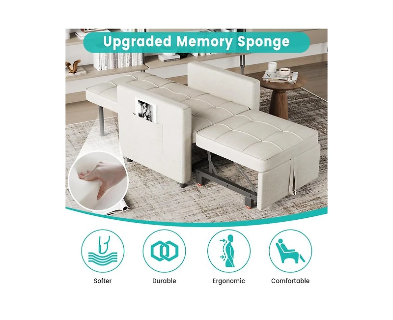 gaomon Sofa Bed Sleeper Chair, 3-in-1 Convertible Pull Out Sofa Bed with Adjustable Backrest