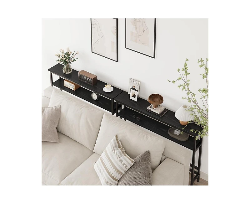 gaomon 5.9" Narrow Sofa Table, 2 Tier Skinny Console Table with Adjustable Shelf, Slim Behind Couch Table for Living Room, Entryway, Hallway