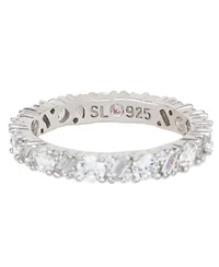 Suzy Levian Sterling Silver Cubic Zirconia Round Baguette Cluster Eternity Band
