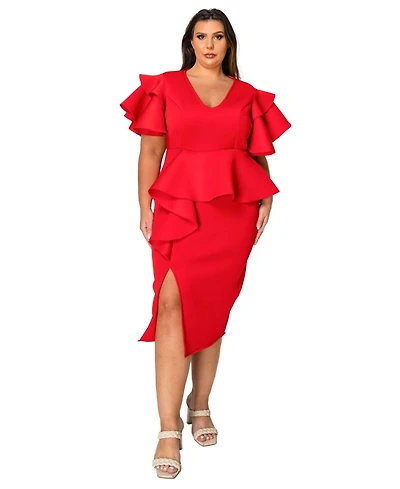 L I V D Plus Kira Neoprene Peplum Dress