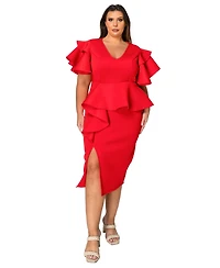 L I V D Plus Kira Neoprene Peplum Dress