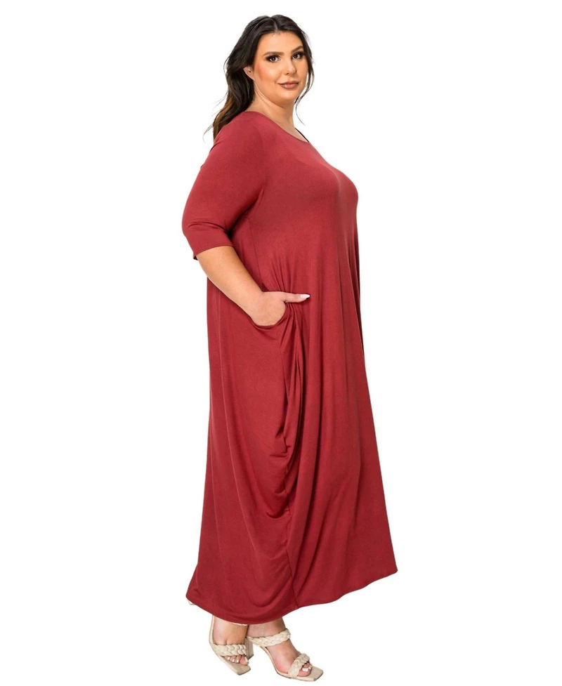L I V D Plus Size Evelyn Bubble Hem Pocket Dress
