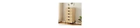 Modern Rattan 5 Drawers Dresser, Double Dresser For Bedroom, Chest Of Closet Organizers And Storage Clothes Bedroom Living Room Hallway