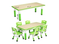 gaomon Modern Kids Table and 6 Chair Set, 47.20" Height Adjustable Toddler Table and 6 Chairs Set with Non-Slip Table Legs&Organizer Graffiti Desktop,