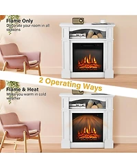 Skonyon 18 Inch 1400W Electric Tv Stand Fireplace with Shelf