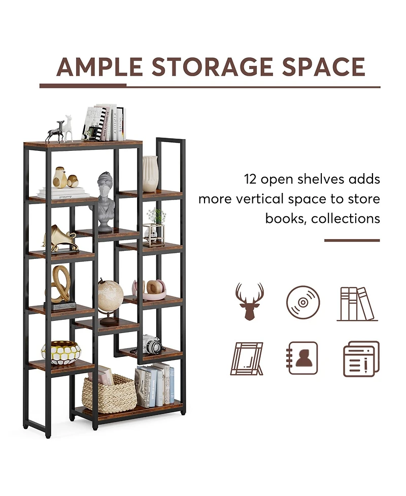 Tribesigns 12-Shelf Display Shelves Book Storage Organizer,6-Tier Bookshelf 70.9 inch Tall Bookcase
