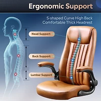 Ergonomic High Back Office Chair, Executive Swivel Desk Chair with Adjustable Flip-Up Armrests, Built-in Lumbar Support & Thickened Headrest, Workstat